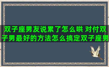 双子座男友说累了怎么哄 对付双子男最好的方法怎么搞定双子座男生